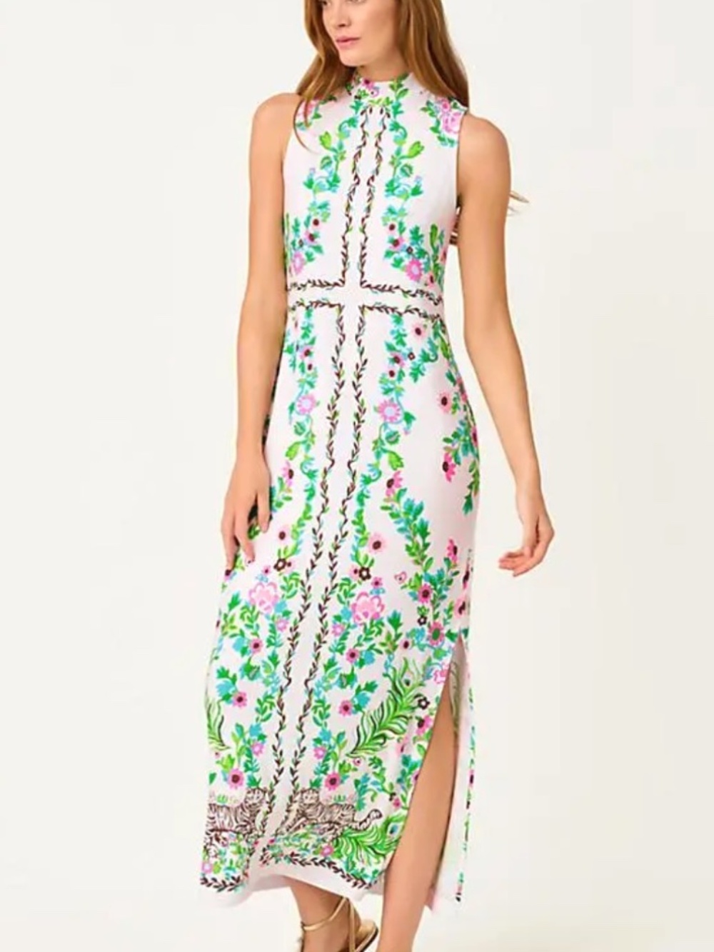 New LILLY PULITZER WELLINGTON MAXI DRESS *ROYAL ZOO* RESORT WHITE Size Small